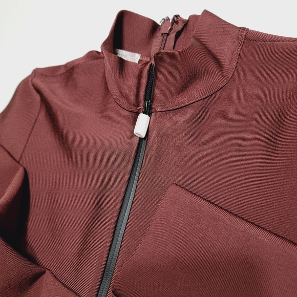 House of CB Marron Long Sleeve Bodycon Pencil Dress Smooth Spandex Size Large - Picture 11 of 15